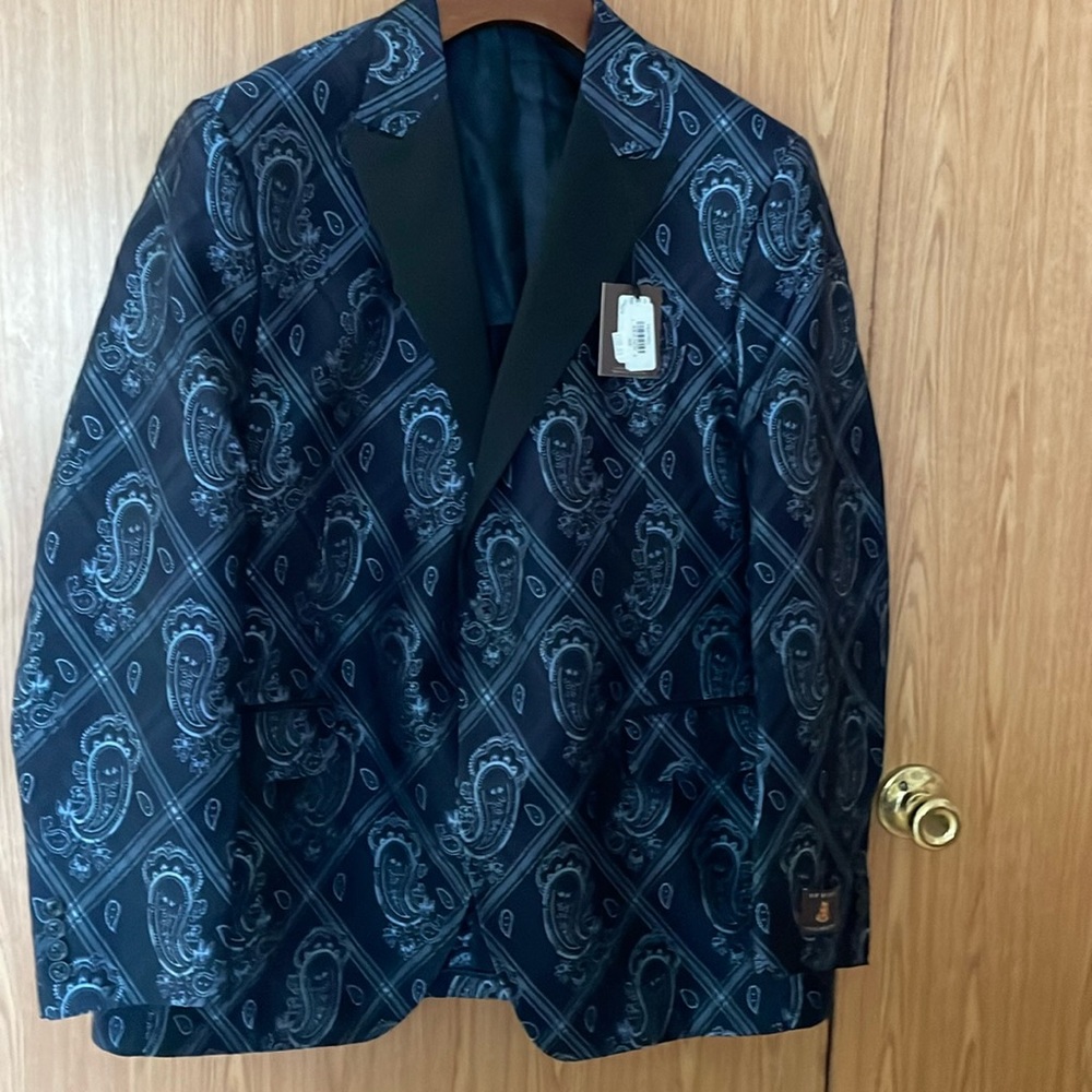 Robert Talbott Jacket 46R Blue Silver Paisley Design